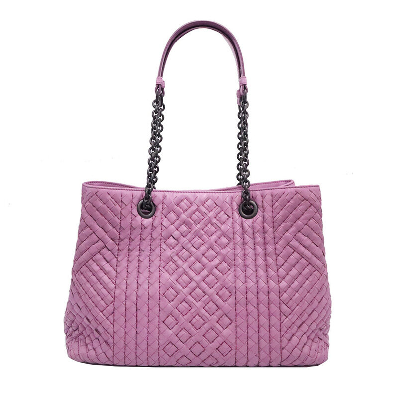 Bottega Veneta(보테가베네타) 428052 라벤더 핑크 카프스킨 체인 쇼퍼 미디움 숄더백 - Bottega Veneta