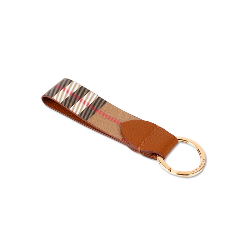 버버리 캔버스 체크 키링 홀더 브라운 81214491 - Burberry