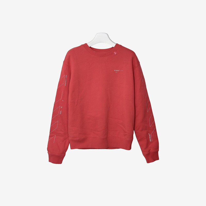 미사용 오프화이트 OMBA025E 다이애거널 기모 맨투맨 레드 9BK15IRC - Off White