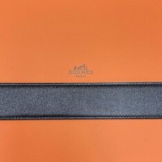 [더럭스] 에르메스 리버서블 벨트 100 블랙/오렌지 은장 무광 38mm H077971 썸네일 4