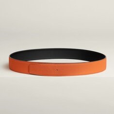 [더럭스] 에르메스 리버서블 벨트 100 블랙/오렌지 은장 무광 38mm H077971 썸네일 6