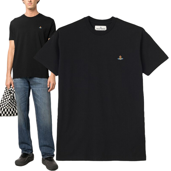 비비안웨스트우드 3G010013 J001M N401 ORB자수 블랙 티셔츠 - Vivienne Westwood