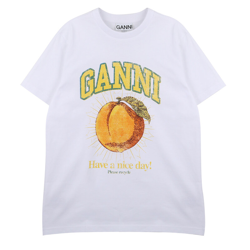 가니 피치 로고 프린트 반팔티 T3529-151 - Ganni