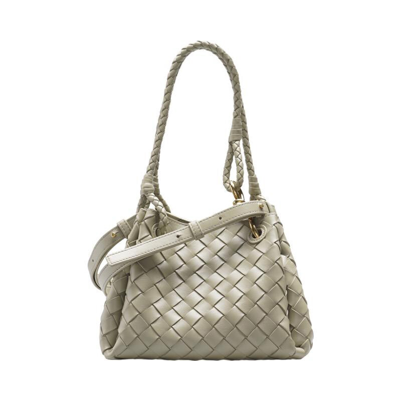 카키 인트레치아토 파라슈트 금장 스몰 토트백 - Bottega Veneta