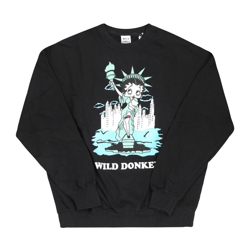 와일드동키 FG-BETTY LIBERTY BLACK 공용 맨투맨 - Wild Donkey