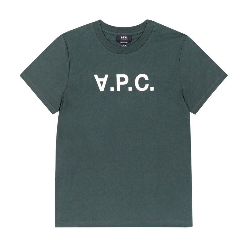 아페쎄 COHBM M26384 KMA VERT FONCE/BLANC 공용 반팔티 - A.P.C.