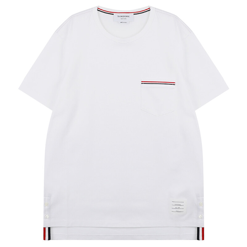 톰브라운 RWB 포켓 엣지 티셔츠 MJS010A01454-100 - Thom Browne