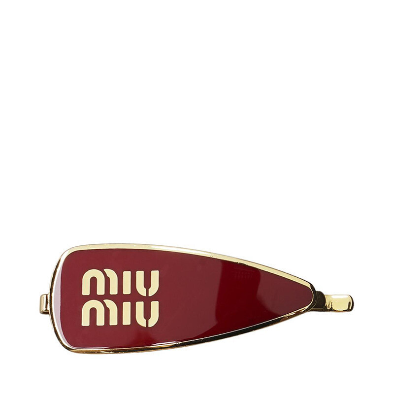 레드 메탈 에나멜 로고 헤어핀 - Miu Miu