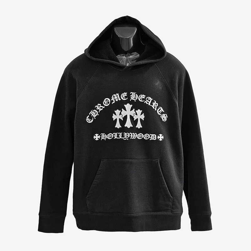 [M] 크롬하츠 세미터리 할리우드 자수 후드 티셔츠 블랙 5RBW47UJ - Chrome Hearts