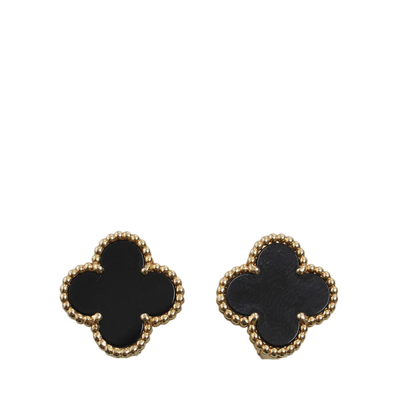 블랙 오닉스 18K 빈티지 알함브라 귀걸이 - Van Cleef & Arpels