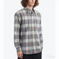 오라리 26SS 슈퍼 라이트 울 체크 셔츠 블루 그레이 A26SS01LC 썸네일 1