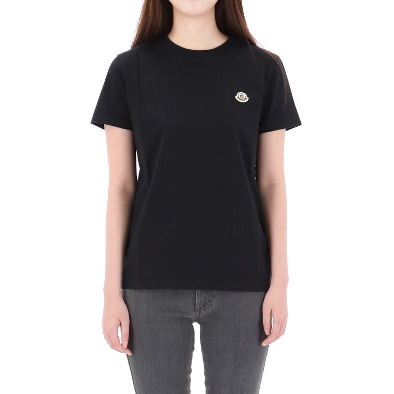 국내배송 26SS 몽클레어 12,14세 로고 패치 반팔 티셔츠 성인사이즈 8C00034 89AT9 BLACK-AK - Moncler