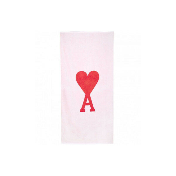15주년 하트 로고 비치타월 화이트/레드 A21A930 340 102 - Ami