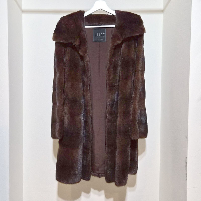 진도 오리지널 앤퍼플 후드 밍크 코트 L381822 - Jindo Fur