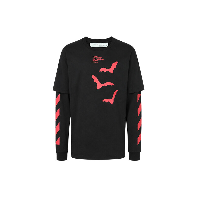 15주년 디아고날 베트 더블 슬리브 티셔츠 블랙 OMAB022E19185007 1020 - Off White