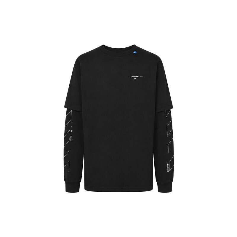 15주년 디아그 언피니쉬드 롱슬리브 티셔츠 블랙 OMAB022E19185003 1091 - Off White