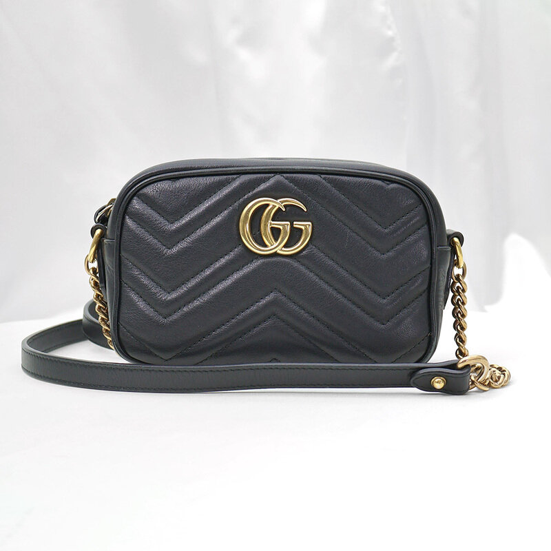 Gucci(구찌) 448065 블랙 마틀라세 GG 마몽 금장 미니 크로스백 - Gucci