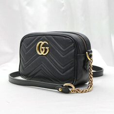 Gucci(구찌) 448065 블랙 마틀라세 GG 마몽 금장 미니 크로스백 썸네일 1