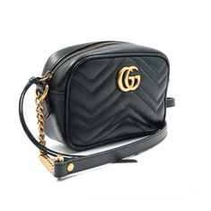 Gucci(구찌) 448065 블랙 마틀라세 쉐브론 금장 GG 마몽 미니 크로스백 썸네일 1