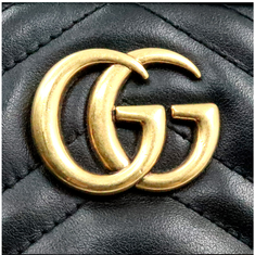 Gucci(구찌) 448065 블랙 마틀라세 쉐브론 금장 GG 마몽 미니 크로스백 썸네일 4