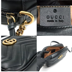 Gucci(구찌) 448065 블랙 마틀라세 쉐브론 금장 GG 마몽 미니 크로스백 썸네일 5