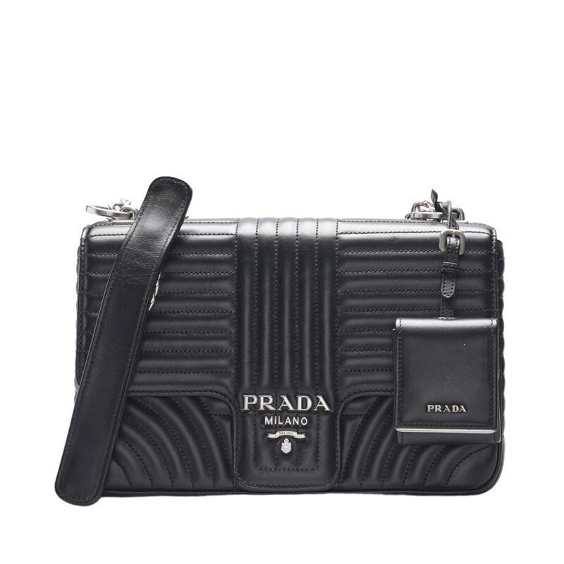 블랙 다이어그램 체인 라지 크로스백 - Prada