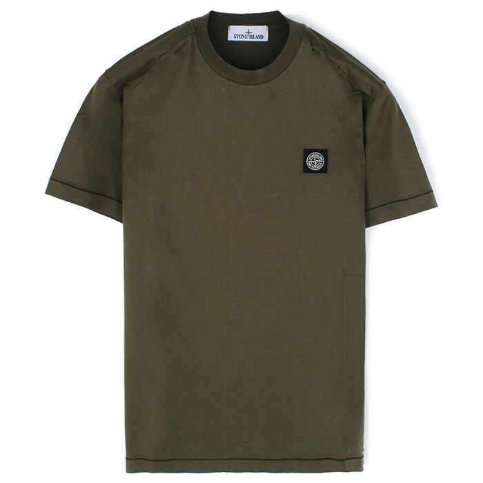 25SS 스톤 가슴패치 라운드 반팔티 카키 K1S152100039 S0013 V0054 - Stone Island