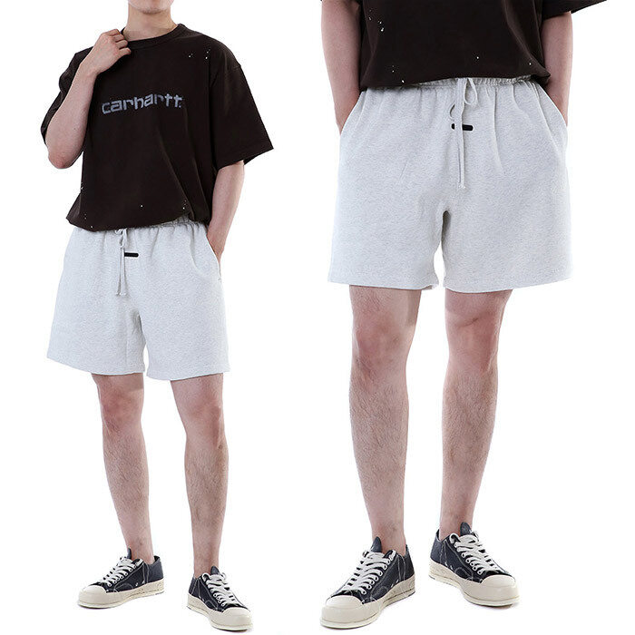 피어오브갓에센셜*시그니처 클래식 자수 로고 하프 팬츠*오트밀*160SP262004F - Fear of God