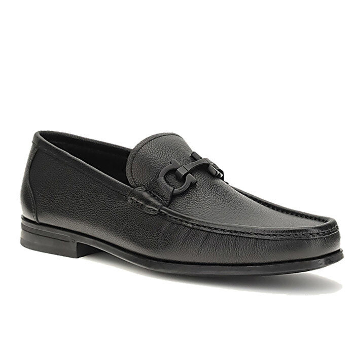 페라가모 GRANDIOSO 2 더블 간치니 페블래더 로퍼 (블랙) - Salvatore Ferragamo