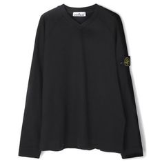 STONE ISLAND 64856 Nylon Material with Thin Cotton Ribbing V-neck Sweatshirt 781564856 V0029 나일론 혼방 가먼트다잉 배지 브이넥 맨투맨 썸네일 1