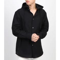 LOEWE Hooded overshirt in cotton H526Y05WBB 1100 아나그램 코튼 후드 오버셔츠 썸네일 1