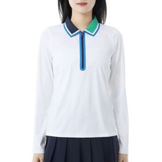 G/FORE COLOUR BLOCK SILKY TECH NYLON QUARTER ZIP POLO GLP000048-SNO 여성 컬러 블록 실키 테크 나일론 쿼터 짚 폴로 썸네일 1