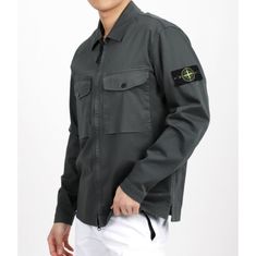 STONE ISLAND 10812 Stretch Cotton Satin Overshirt_Regular Fit 801510812 V0059 스트레치 코튼 새틴 오버셔츠_레귤러핏 썸네일 1