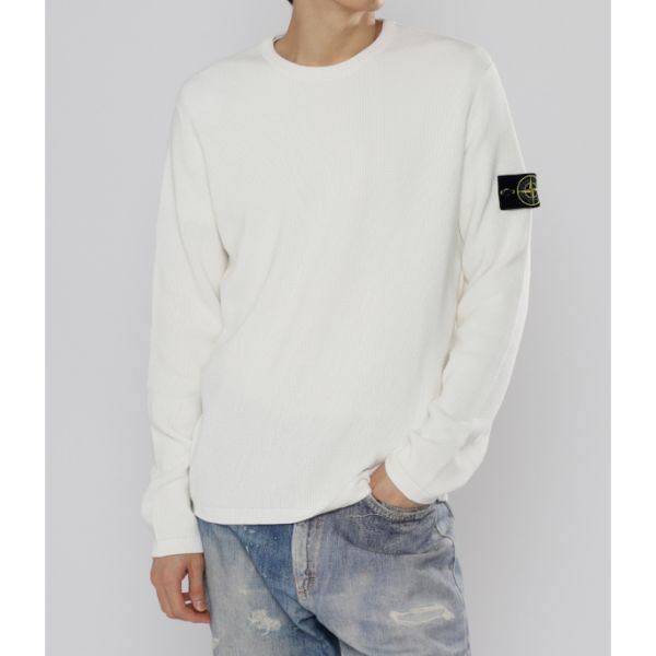 STONE ISLAND 514D8 Soft Organic Ribbed Cotton Crewneck Knit_Regular Fit 8015514D8 V0001 소프트 오가닉 리브드 코튼 크루넥 니트_레귤러핏 - Stone Island