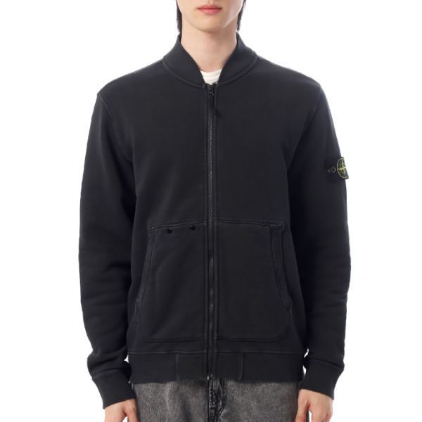 STONE ISLAND OLD Effect Cotton Diagonal Fleece Sweat Bomber 811565241 V0129 올드 이펙트 코튼 다이애그널 플리스 스웻 봄버 - Stone Island