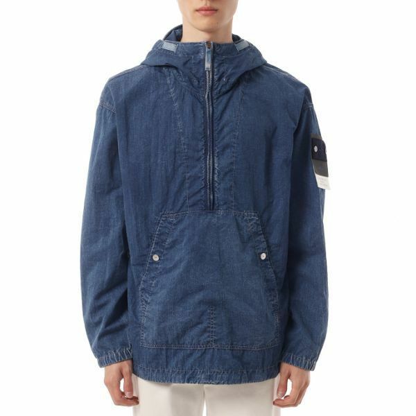 STONE ISLAND 26SS 4100005 Hollow Fibre Nylon Indigo-Tc + Marmo Corrosion Hooded Anorak L1S14 S0J19 V0021 홀로우 파이버 나일론 인디고-TC 마르모 코로전 후디드 아노락 - Stone Island