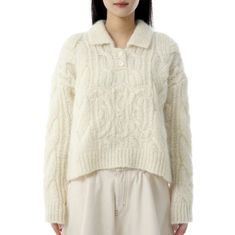CELINE SWEATER IN ARAN MOHAIR AND WOOL 2ADMI884Z 01OW 아란 모헤어 & 울 스웨터 썸네일 1