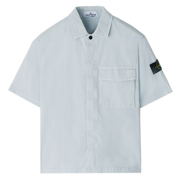 26SS 스톤 와펜 집업 반팔 셔츠 스카이블루 L1S151100025 S0A10 V0041 - Stone Island