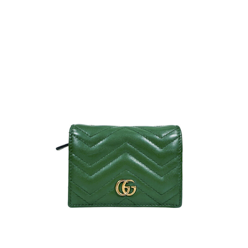 [중고명품비아르] 구찌 마틀라세 GG 마몬트 마몽 카드 케이스 반지갑 그린 466492 - Gucci