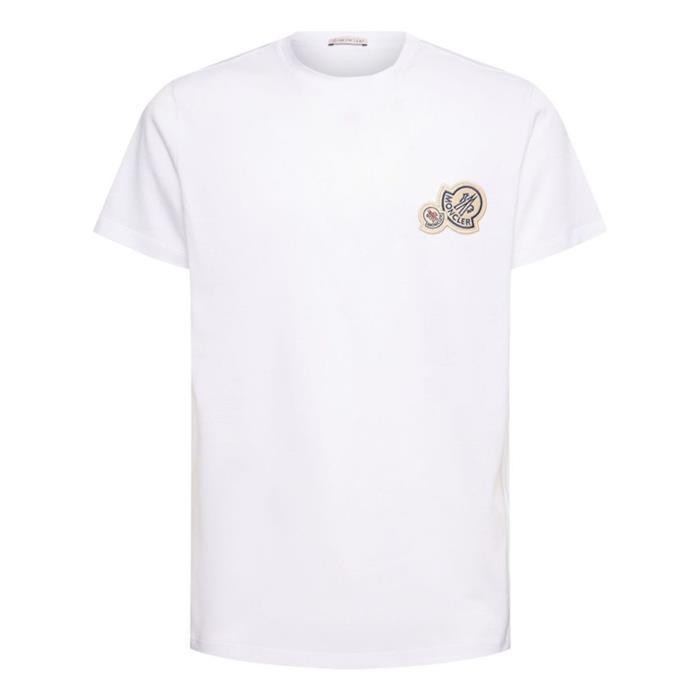 [국내발송] 몽클레어 더블 로고 패치 코튼 티셔츠 화이트 8C00068 8390Y 001 - Moncler
