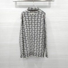 [럭스유] (새상품) 38 / 프라다 블랙 화이트 멀티패턴 니트 가디건 P25I32 썸네일 1