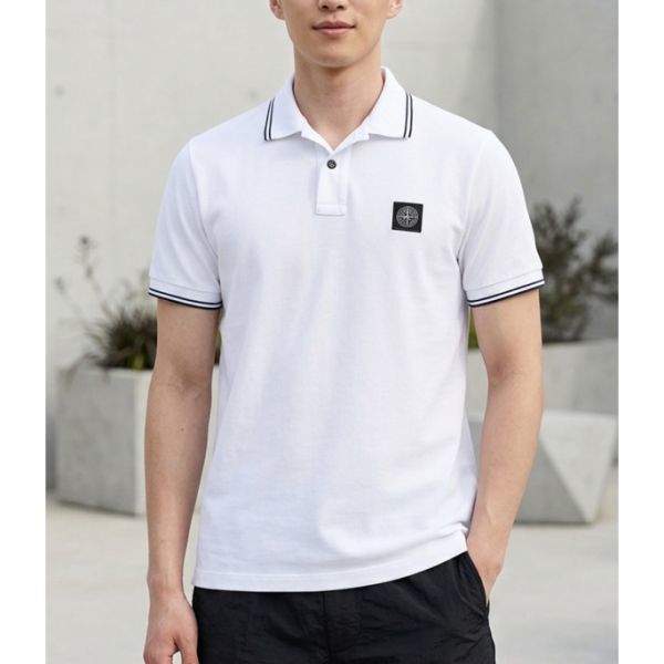 STONE ISLAND 22002SC Organic Cotton Elastane Pique T-Shirt K1S15 S0018 V1001 오가닉 코튼 엘라스틴 폴로 셔츠 - Stone Island