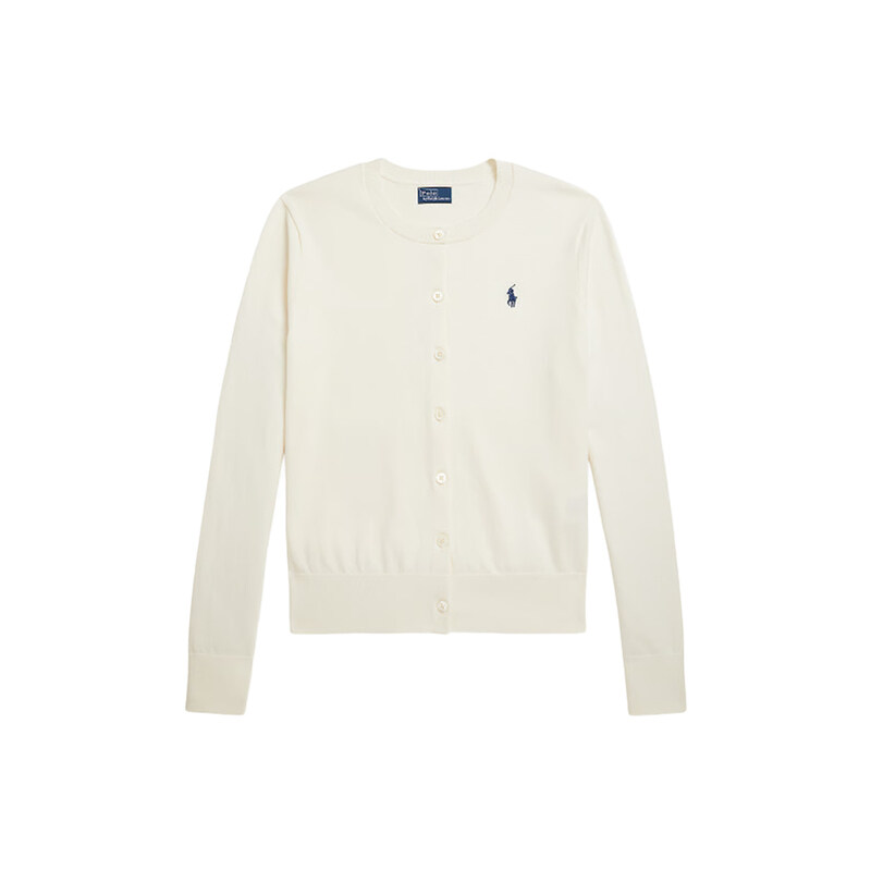 26FW 포니 로고 자수 크루넥 가디건 크림 211971871 003 - Polo Ralph Lauren