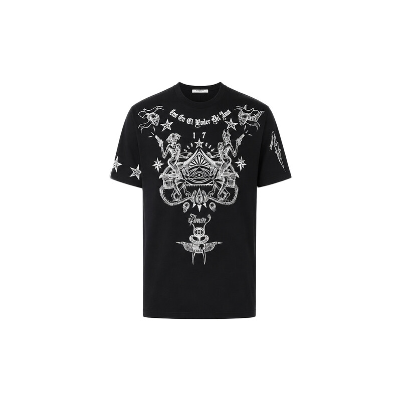 15주년 타투 프린트 콜럼비안핏 반팔 티셔츠 블랙 17S7320651 001 - Givenchy
