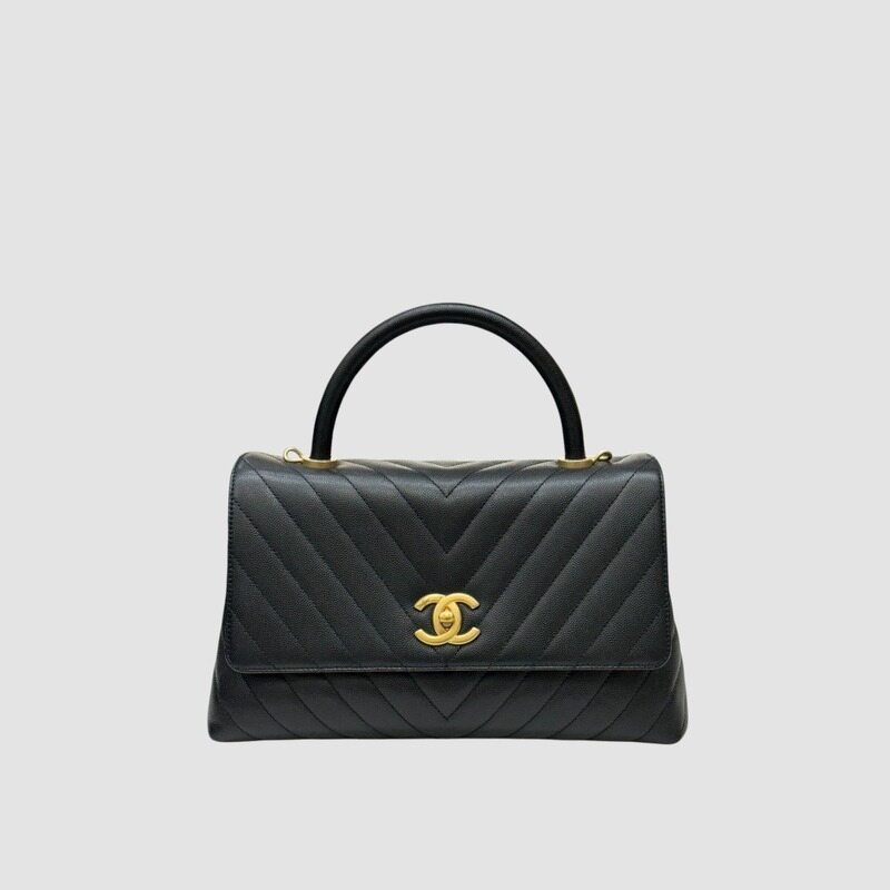 샤넬 코코핸들 쉐브론 미디움 금장 A92991 27번대  - Chanel