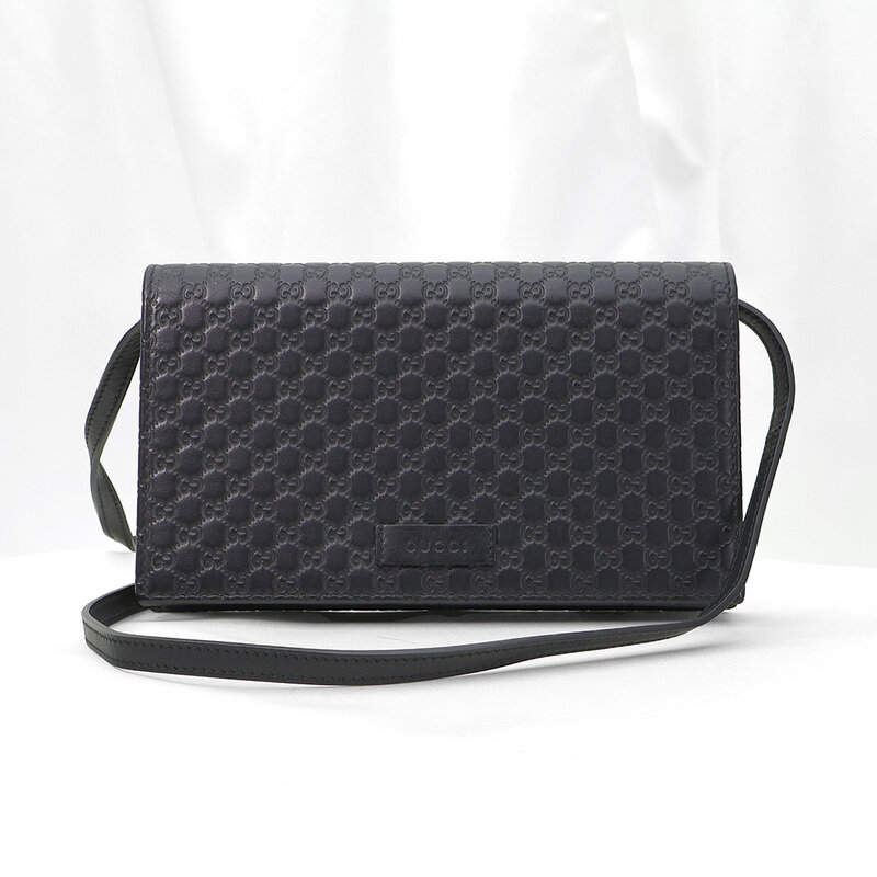 Gucci(구찌) 466507 블랙 GG로고 마이크로시마 레더 클러치 크로스백 - Gucci