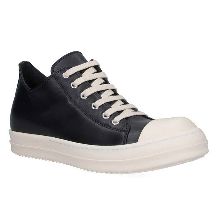 릭오웬스 러버솔 배색 로우탑 래더 스니커즈 (블랙+밀크) - Rick Owens