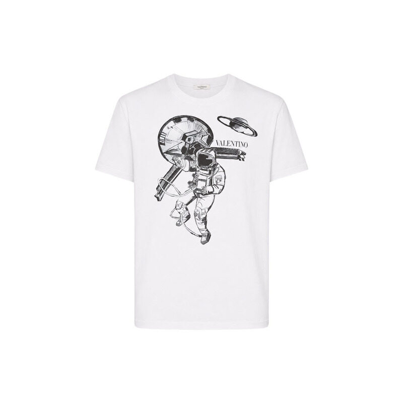 15주년 애스트로넛 프린트 반팔 티셔츠 화이트 TV3MG05D 615 0BO - Valentino Garavani