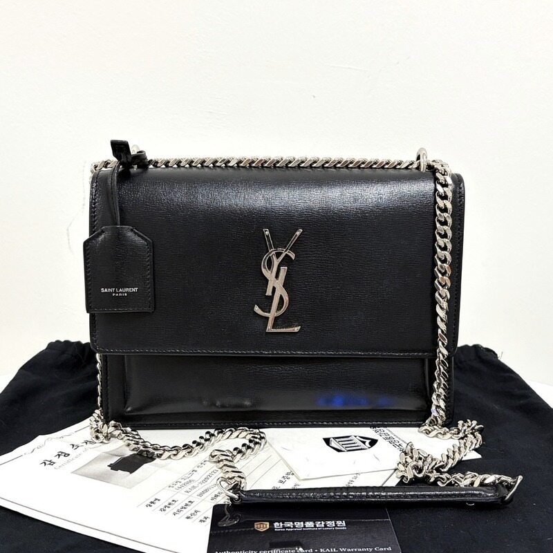 생로랑 선셋 체인 숄더백 미듐 블랙 (442906) - Saint Laurent