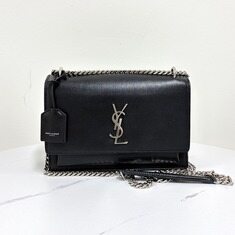 생로랑 선셋 체인 숄더백 미듐 블랙 (442906) 썸네일 7